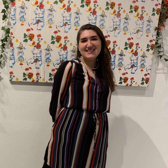 Rainbow and black vertical striped dress - Picture 4 of 4